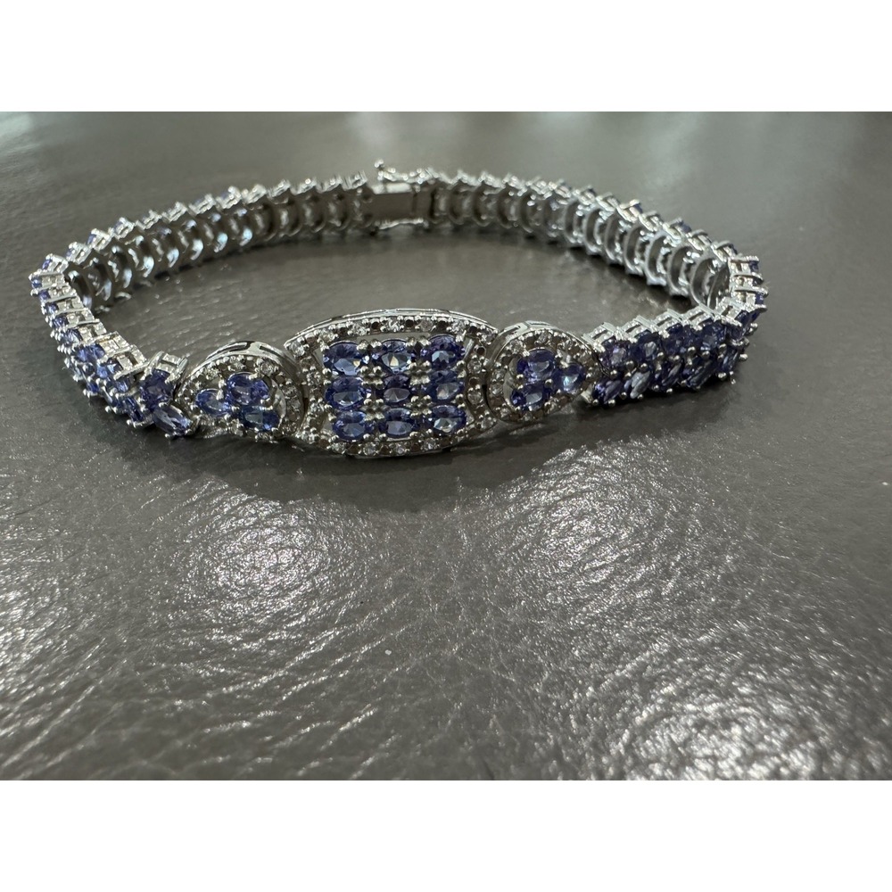 New BRILLIANT Purple CZ STERLING SILVER 925 TENNIS BRACELET 8"